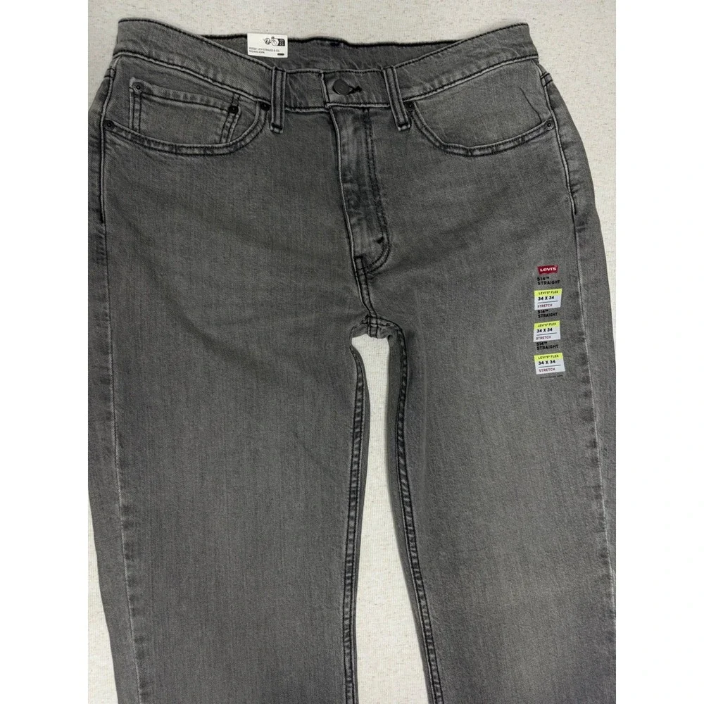 Levis 514 Straight Fit Mens Grey Stretch Jeans 34x34 00514-1660
